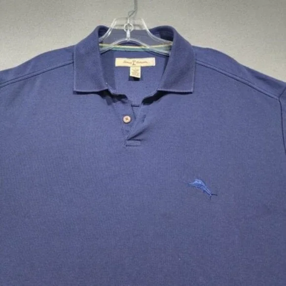 Tommy Bahama Polo Shirt Mens Large Blue 82% Pima Cotton Solid - Picture 3 of 14